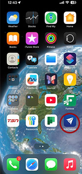 Screenshot of mobile phone home screen, Avro App circled in red