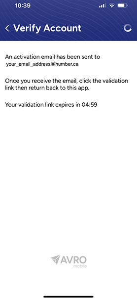 screenshot of verify account