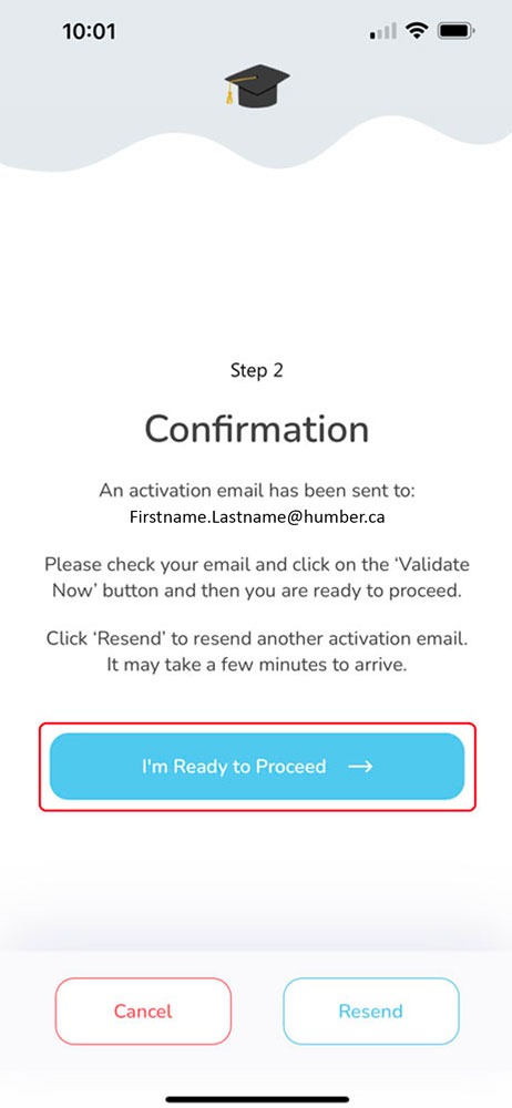 Screenshot of step two confirmation