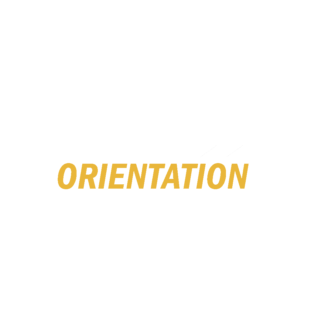 Humber Orientation white text displayed along with arrows