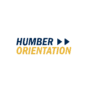 Humber Orientation blue text animating to the left