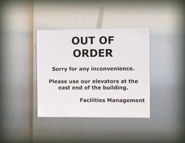 out of order sign on elevator