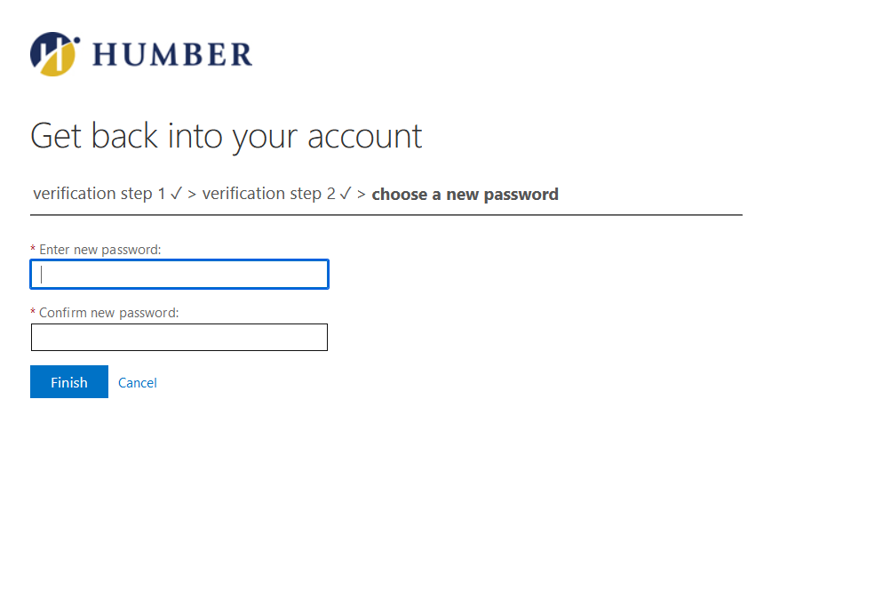 choose a new password screen