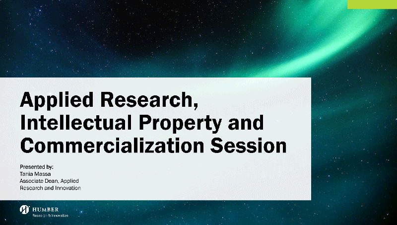 Applied Research, Intellectual Property and Commercialization Session