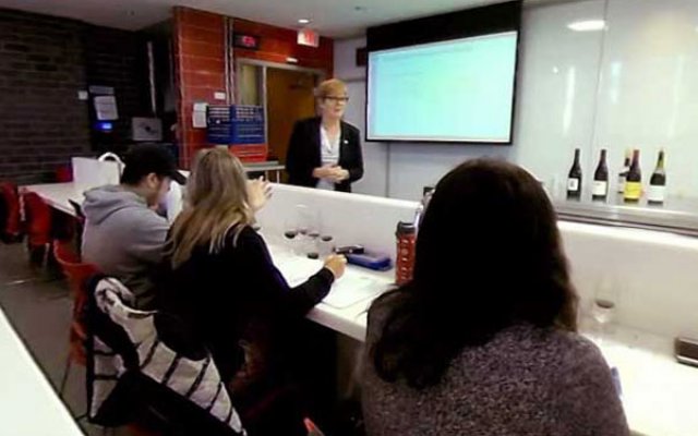 Students in Wine tasting class