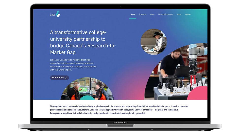 Mockup of laptop with webpage displayed on it