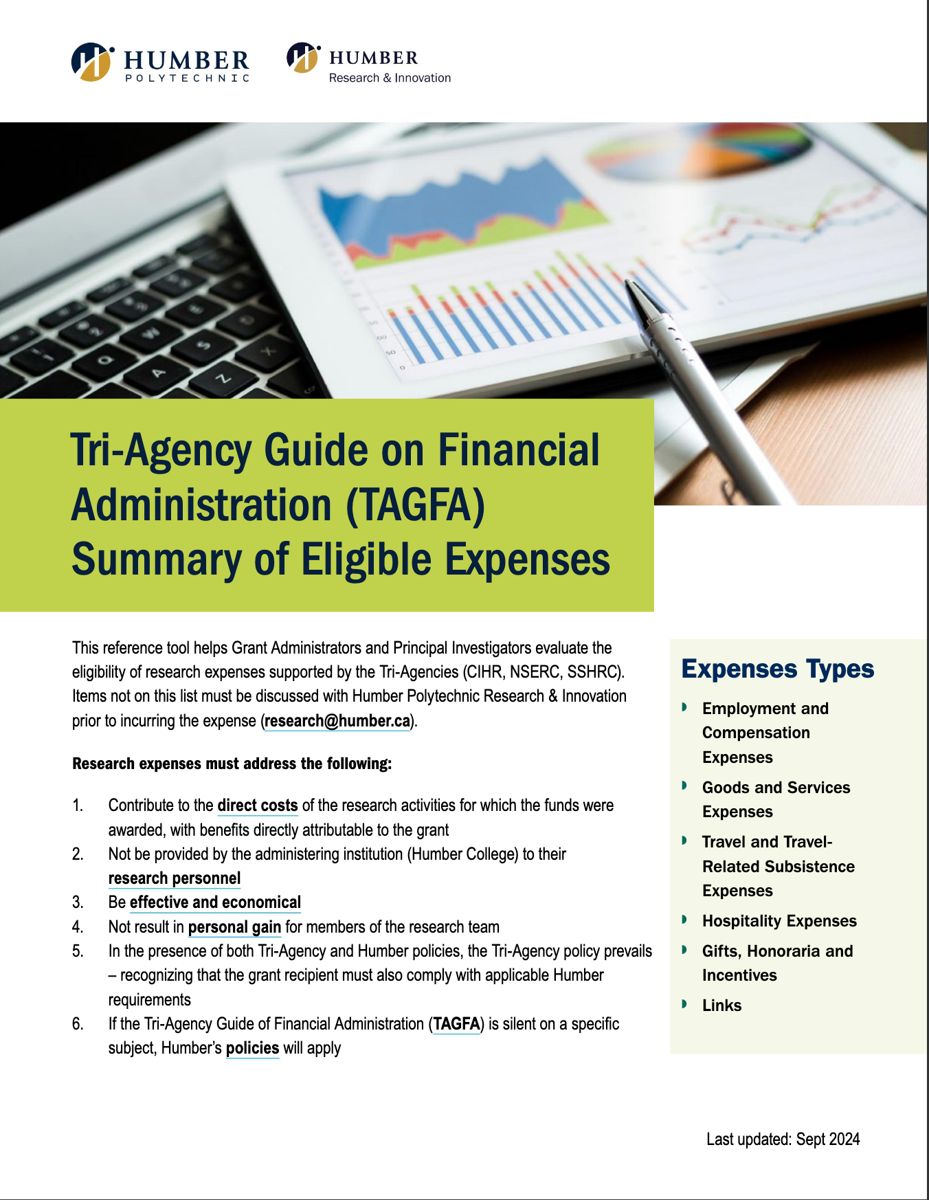 Tri-Agency Guide on Financial Administration (TAGFA) Summary of Eligible Expenses