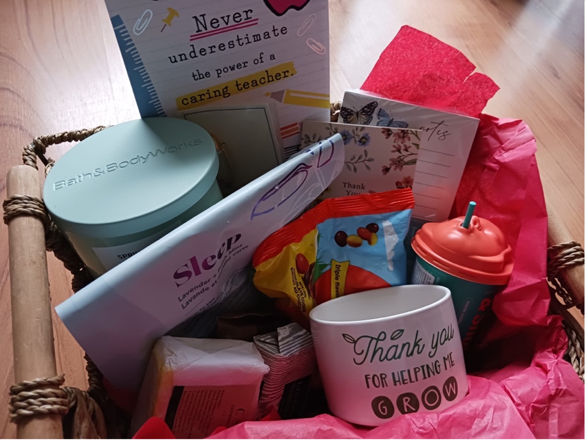 The care basket that Melanie received from her students