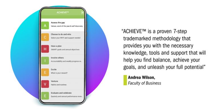 Image of a smartphone and description of ACHIEVE(tm) platform