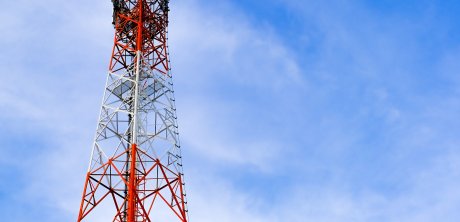 cell tower with a blue sky