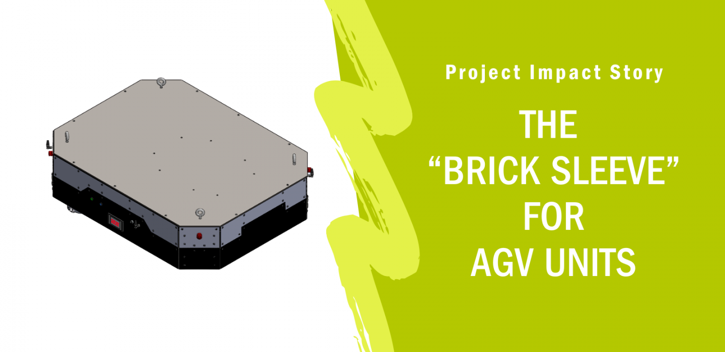 Device with text The Brick Sleeve for AGV units beside it