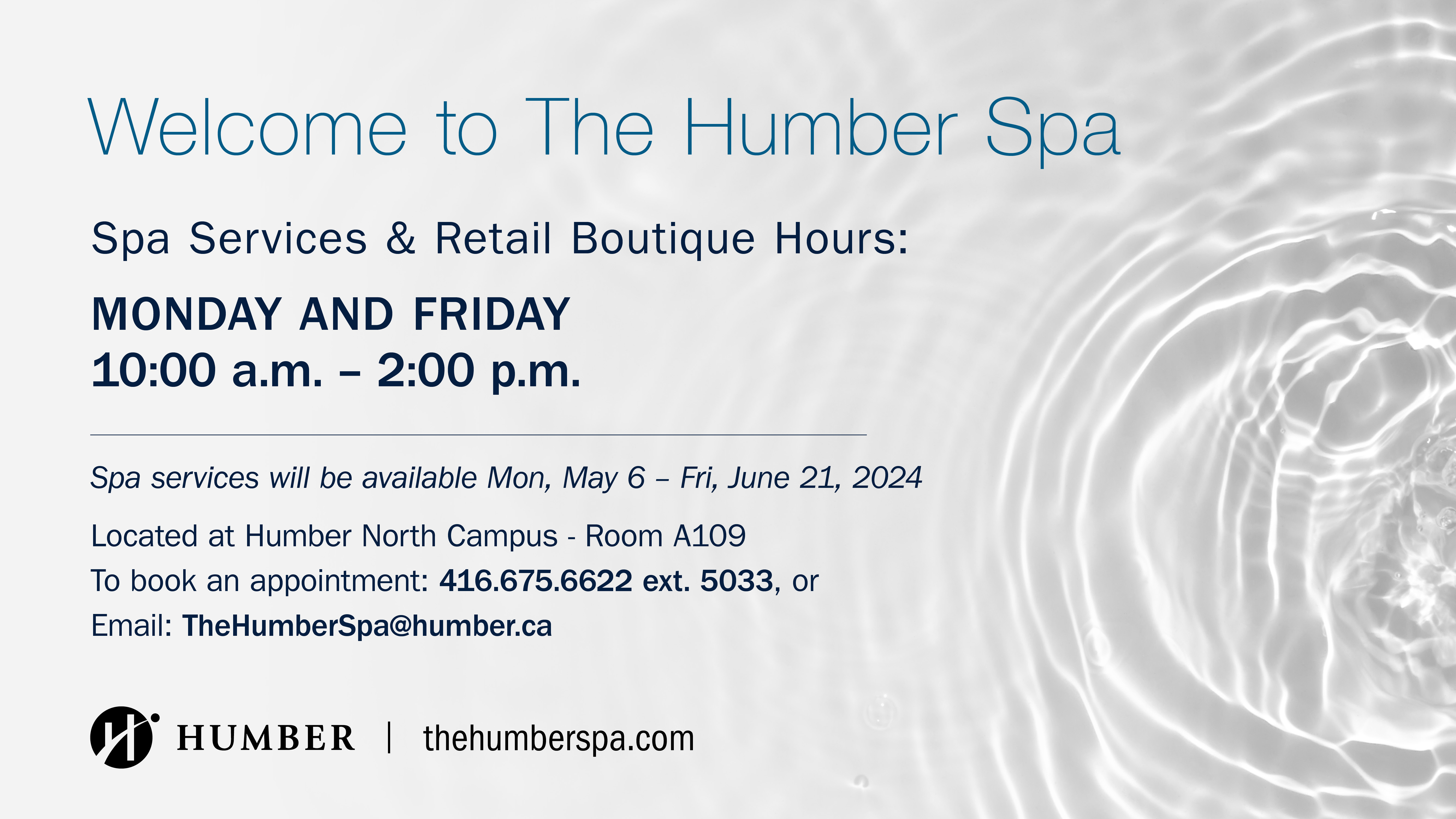 Humber Spa Summer Hours