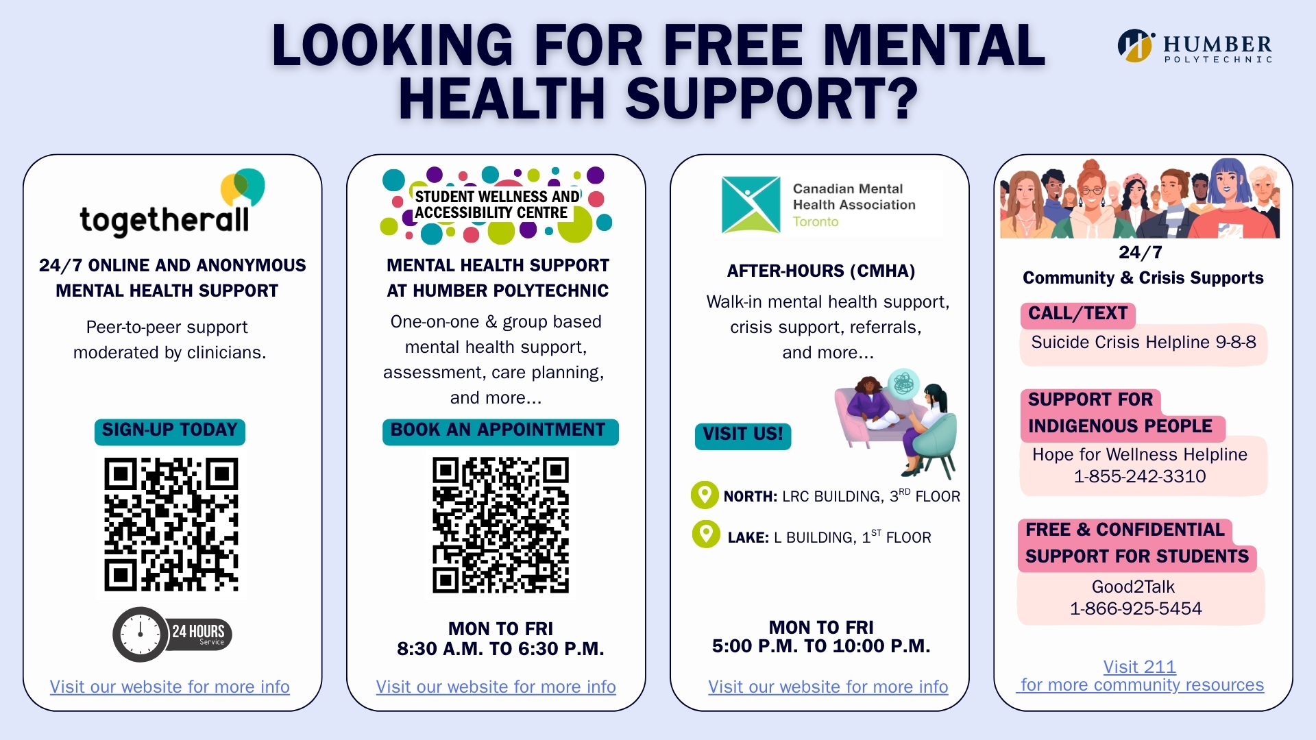 Poster for Student Mental Health Supports at Humber.