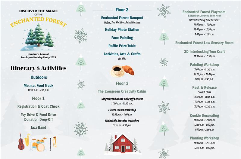 Intinerary of activities for Enchanted Forest event.