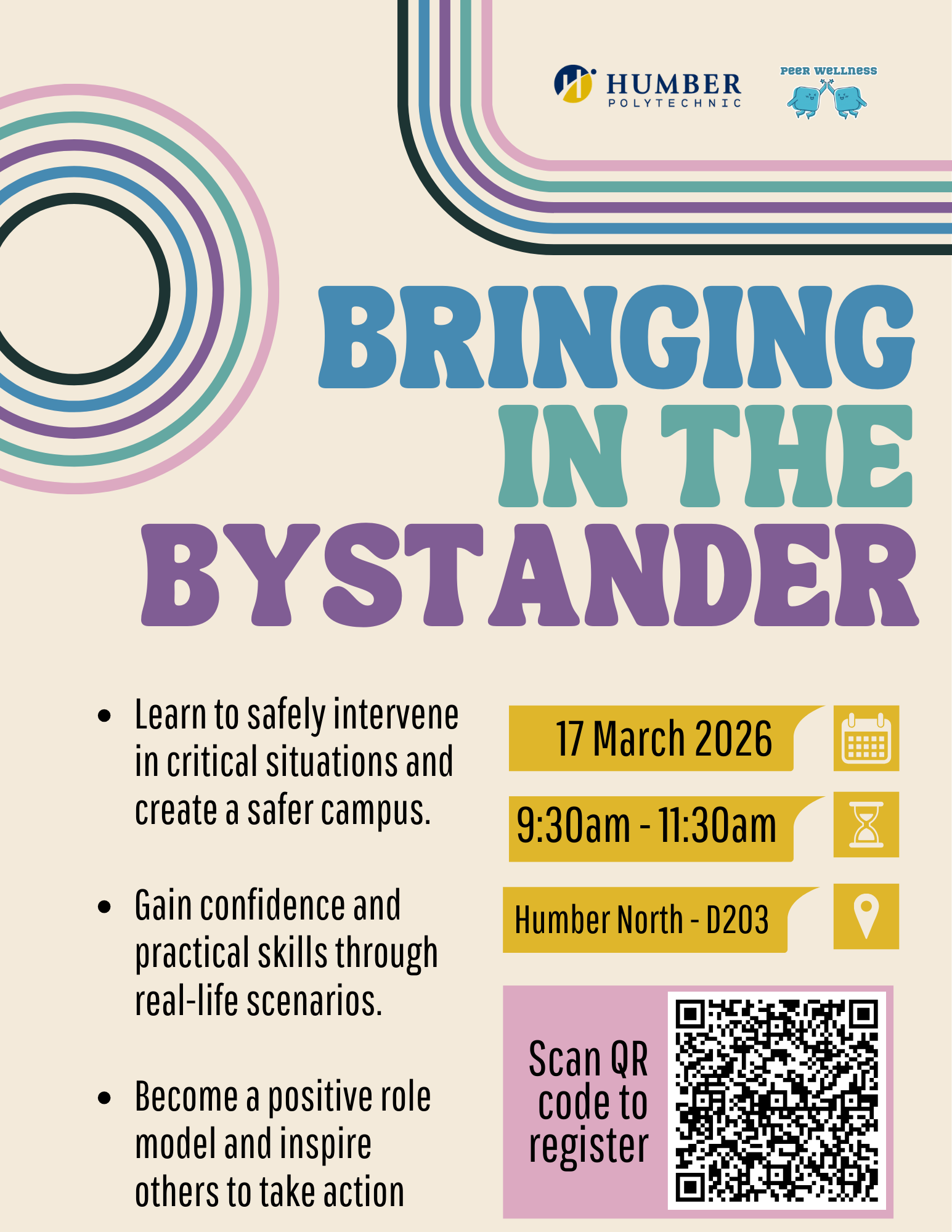 Poster for Bringing in the Bystander Workshop on March 17.