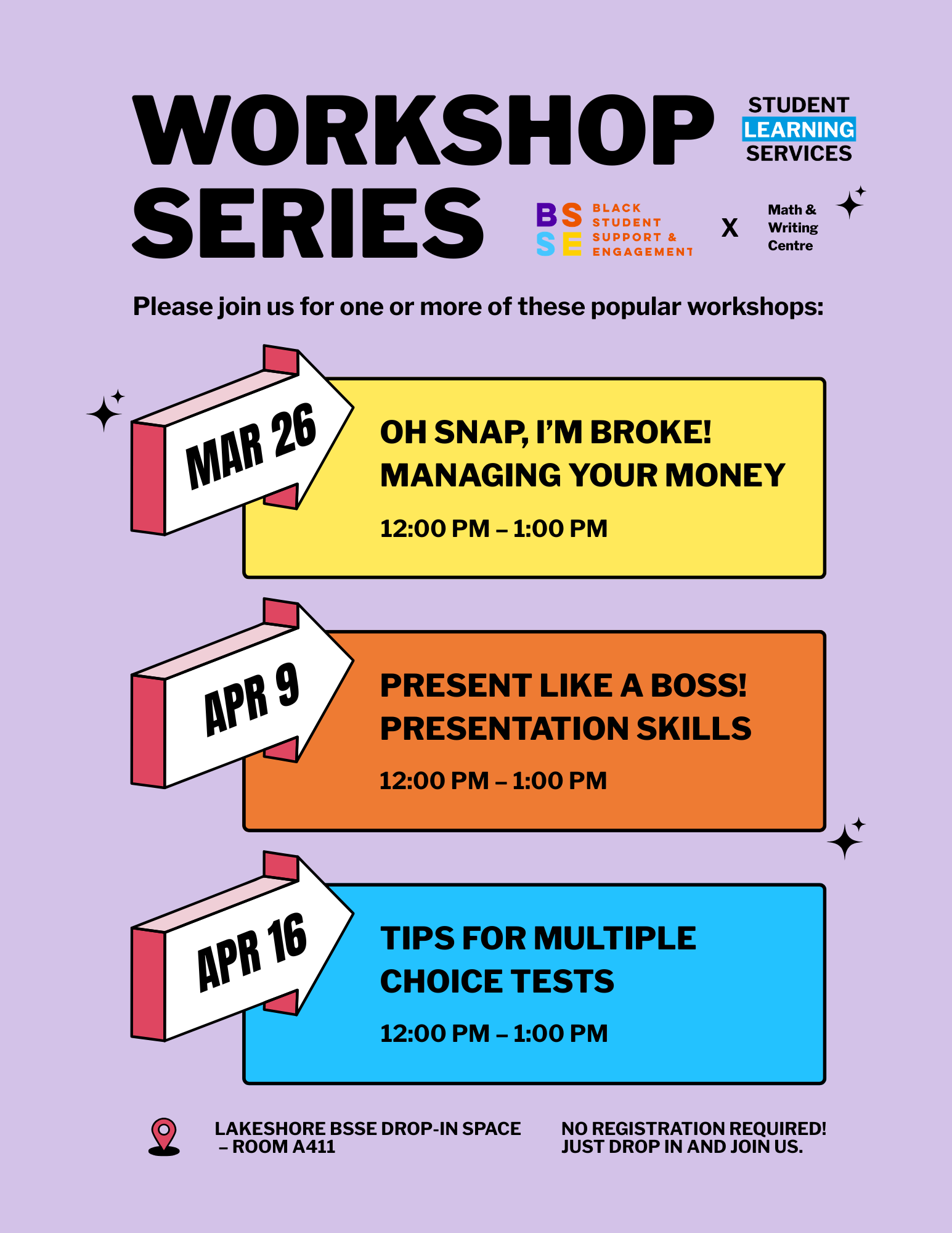 Poster for Black Student Support & Engagement Workshops