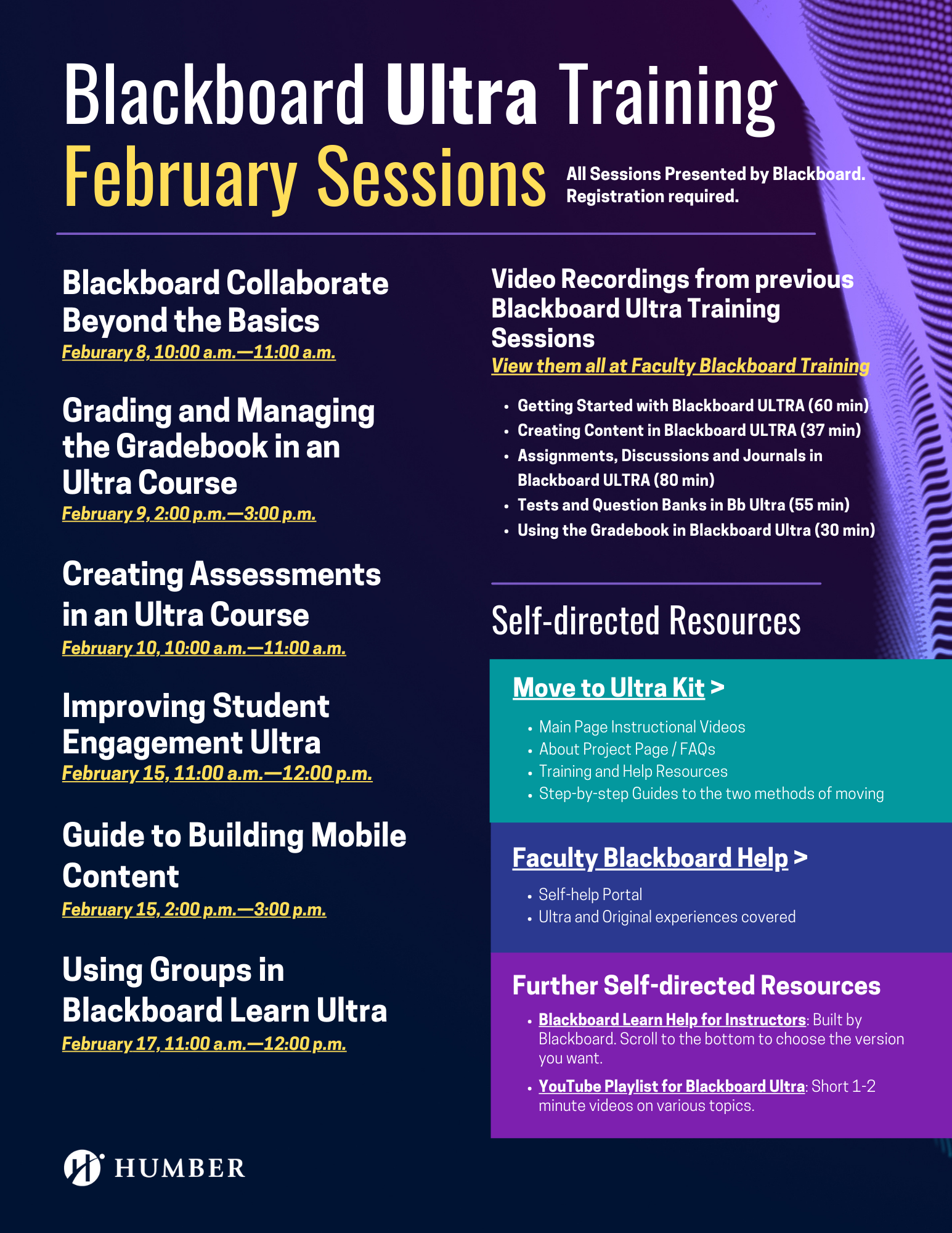 Blackboard Ultra Training Sessions posted for February