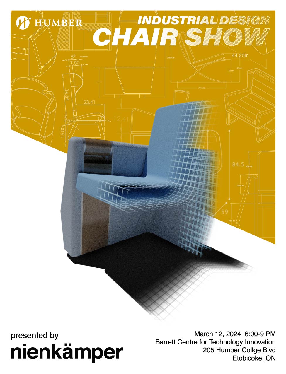 3D rendering of a blue chair