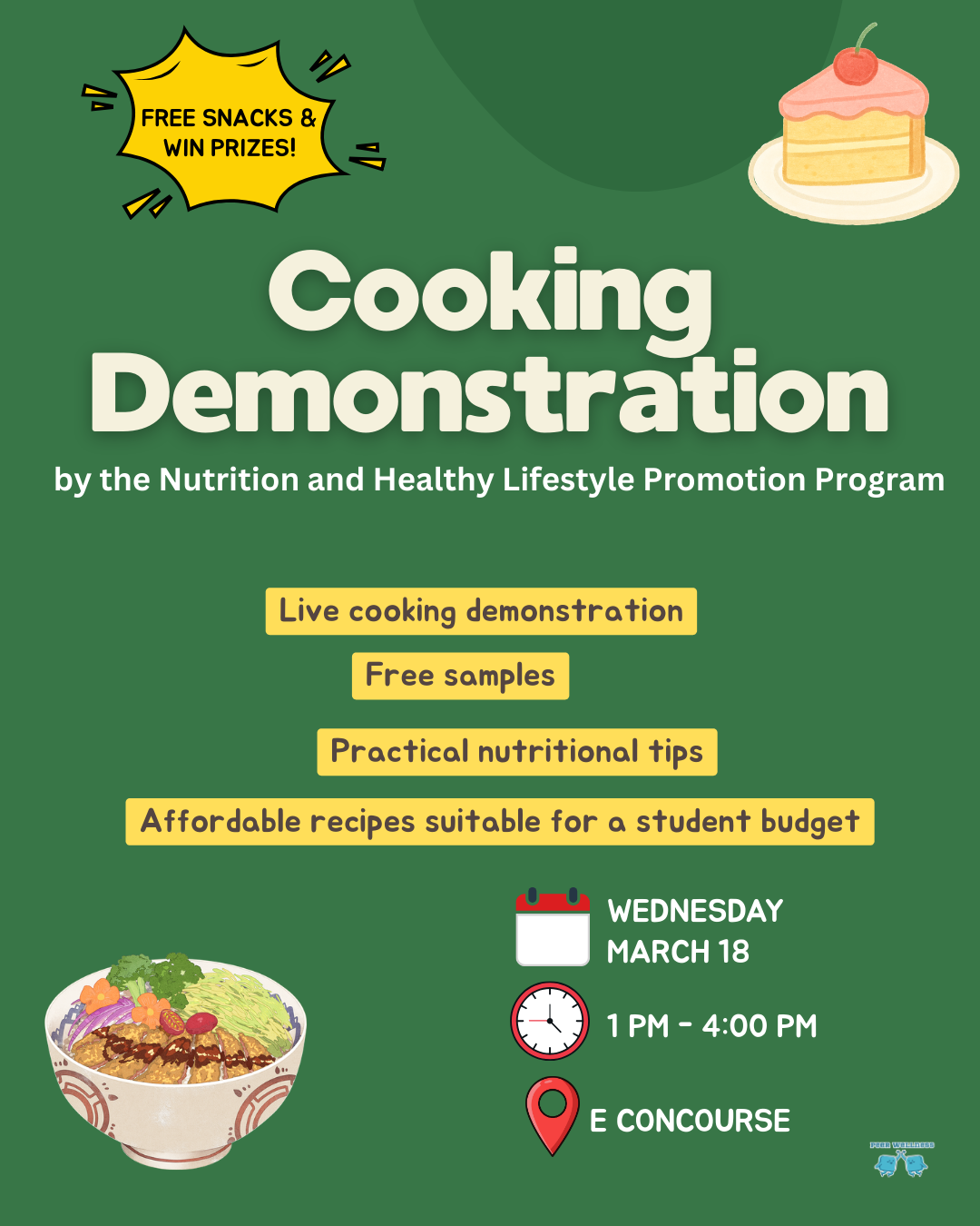 Poster for Cooking Demonstration on March 18.