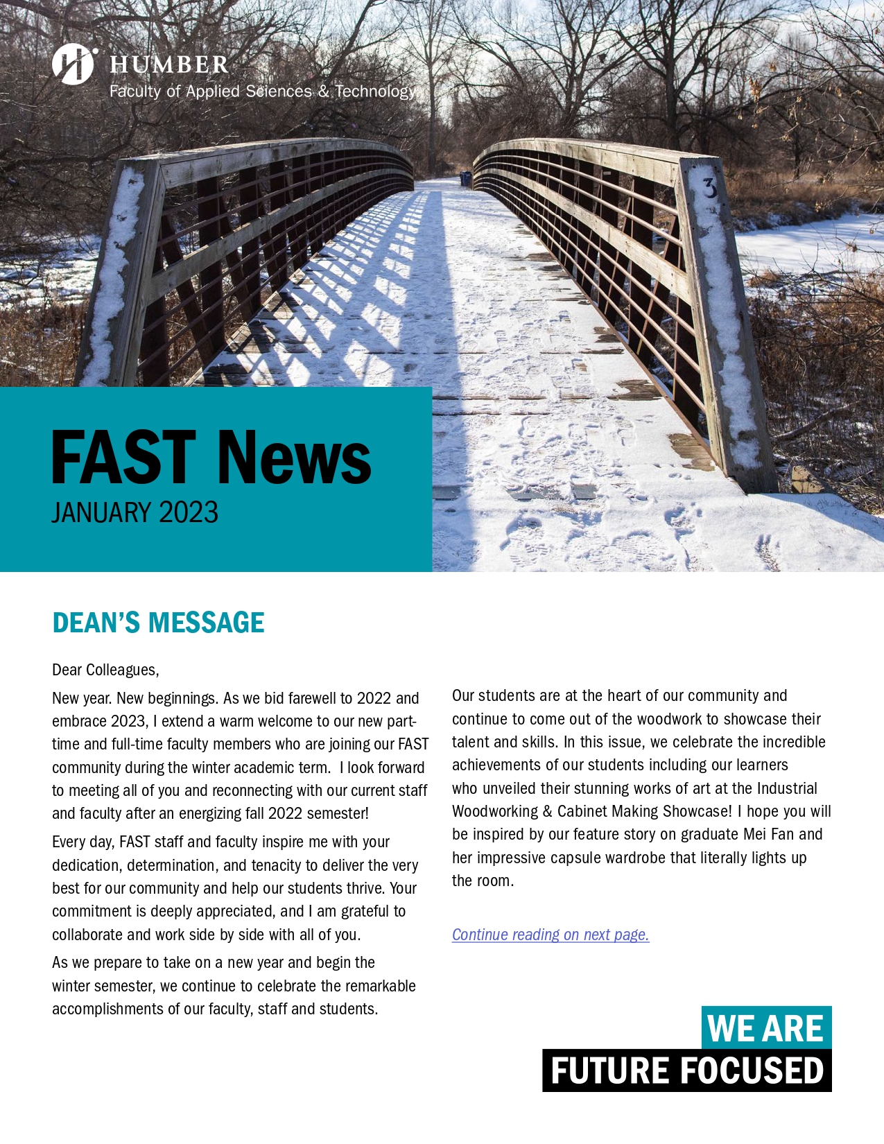 Front cover of the FAST newsletter January 2023 issue