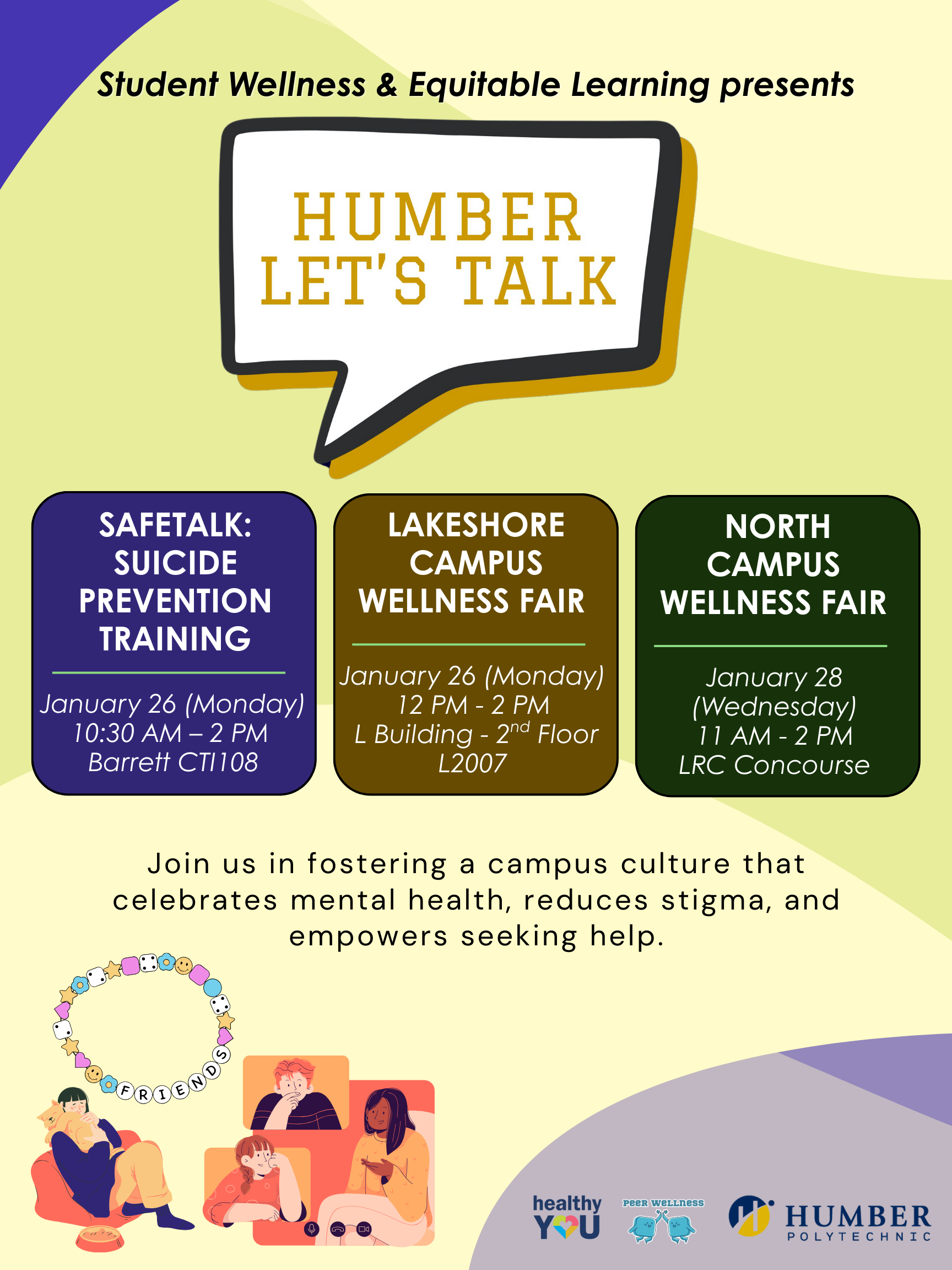 Poster for Humber Let's Talk on Jan. 26 and 28.