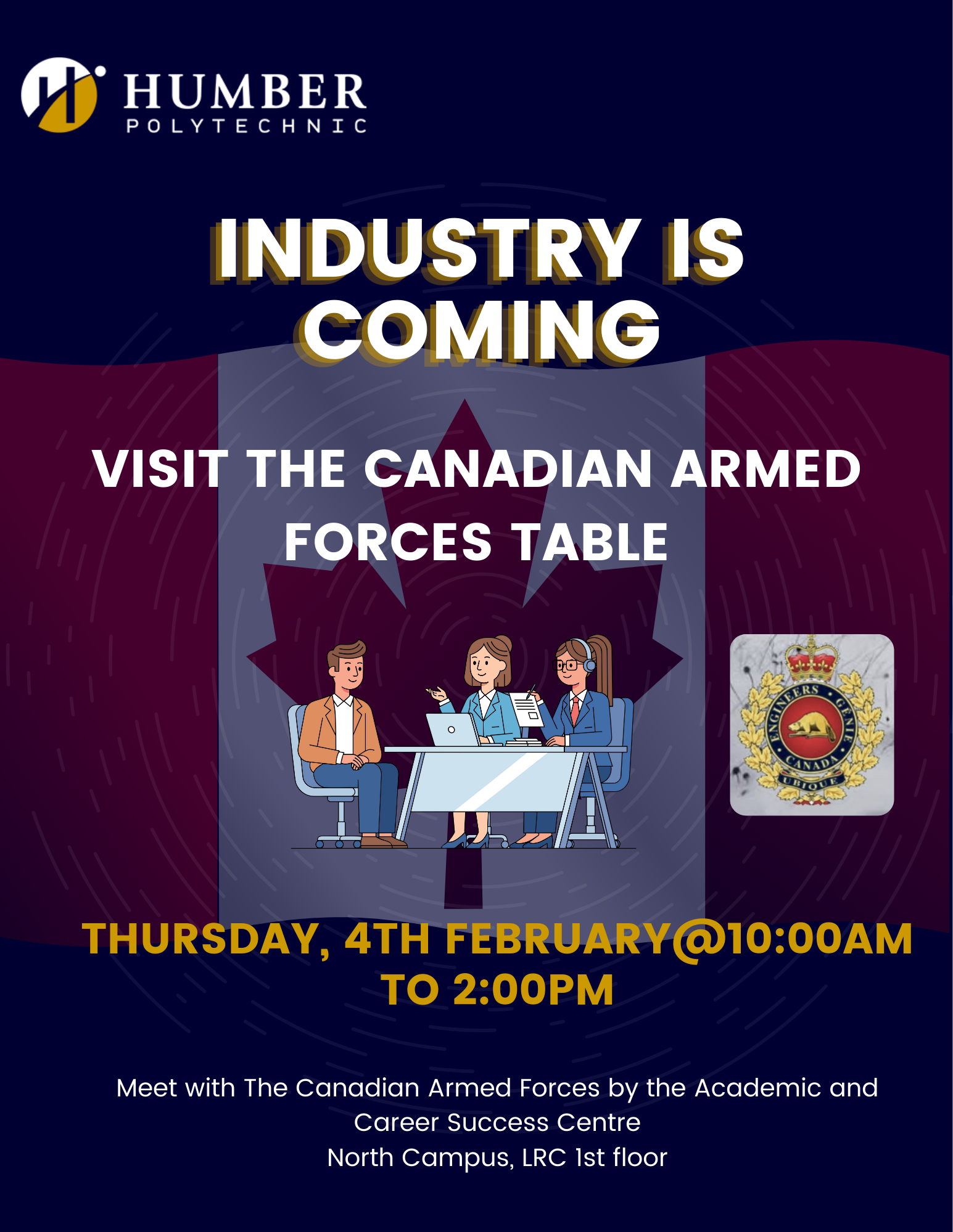 Post for Campus Tabling event for Canadian Armed Forces on February 4th.