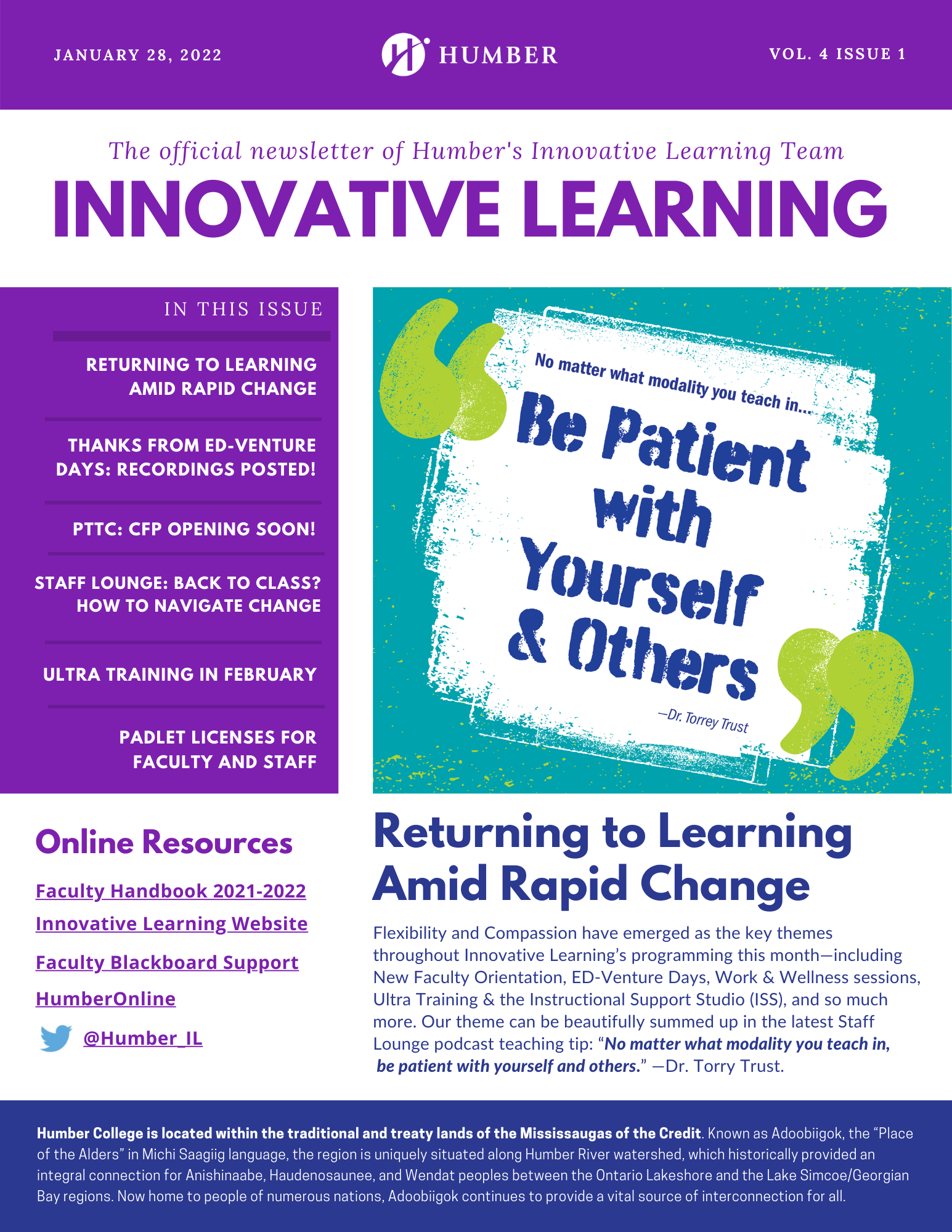 Innovative Learning Newsletter Cover: January 2022 Issue
