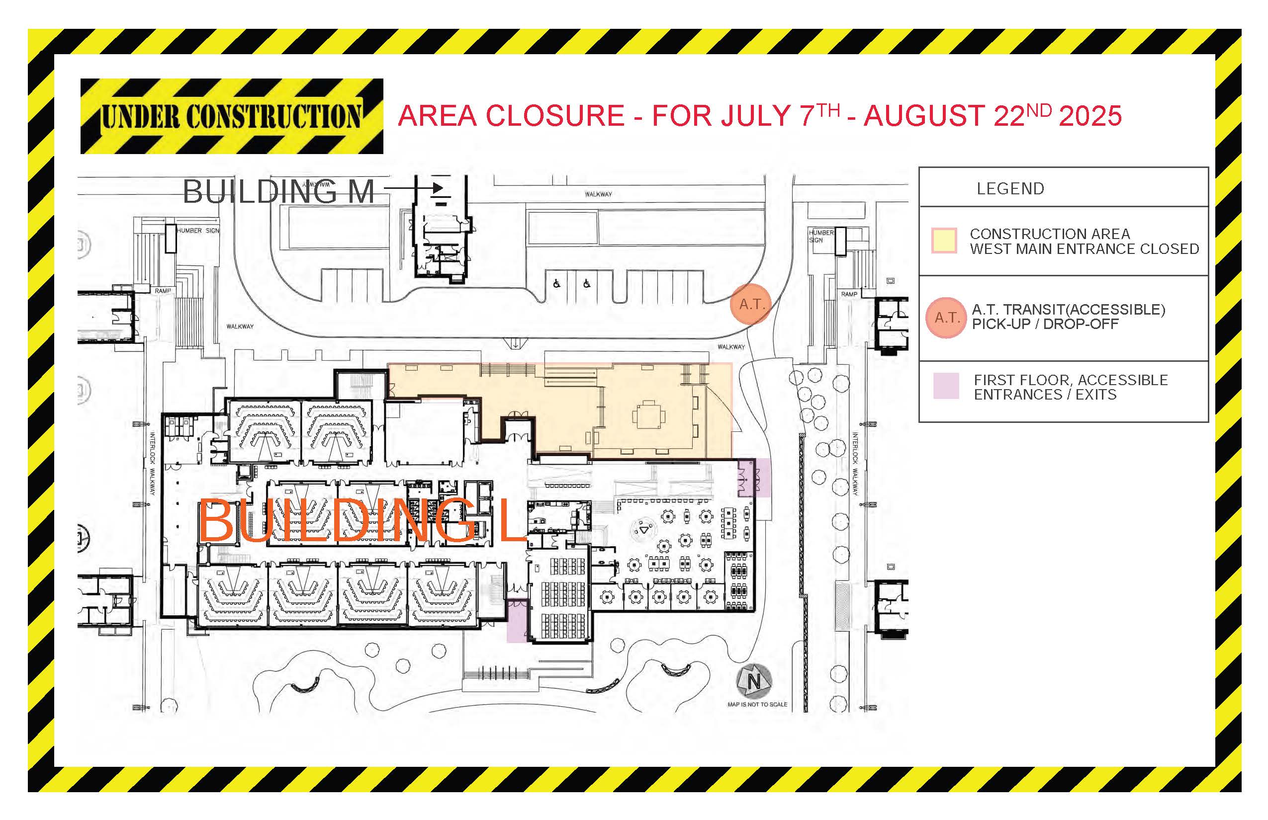 Map of Lakeshore Campus L Building West Entrance 