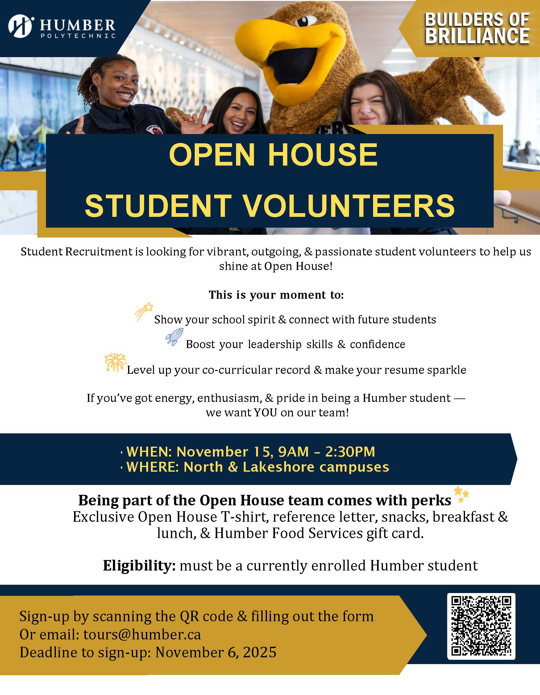 Poster for Open House - Student Volunteers