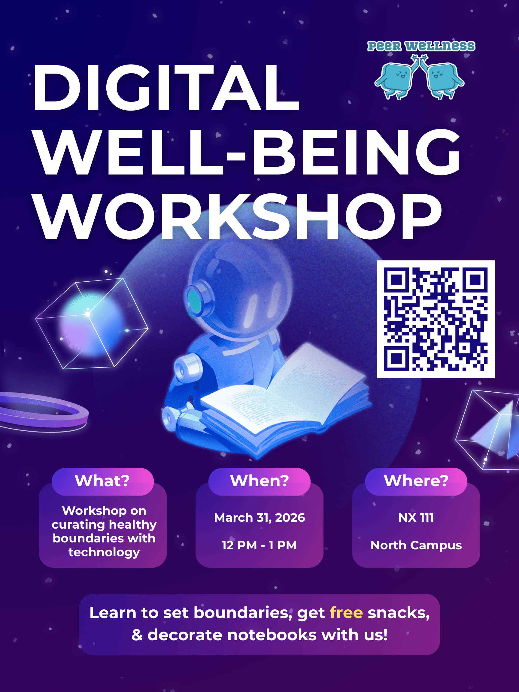Poster for Digital Well-being Workshop on March 31.