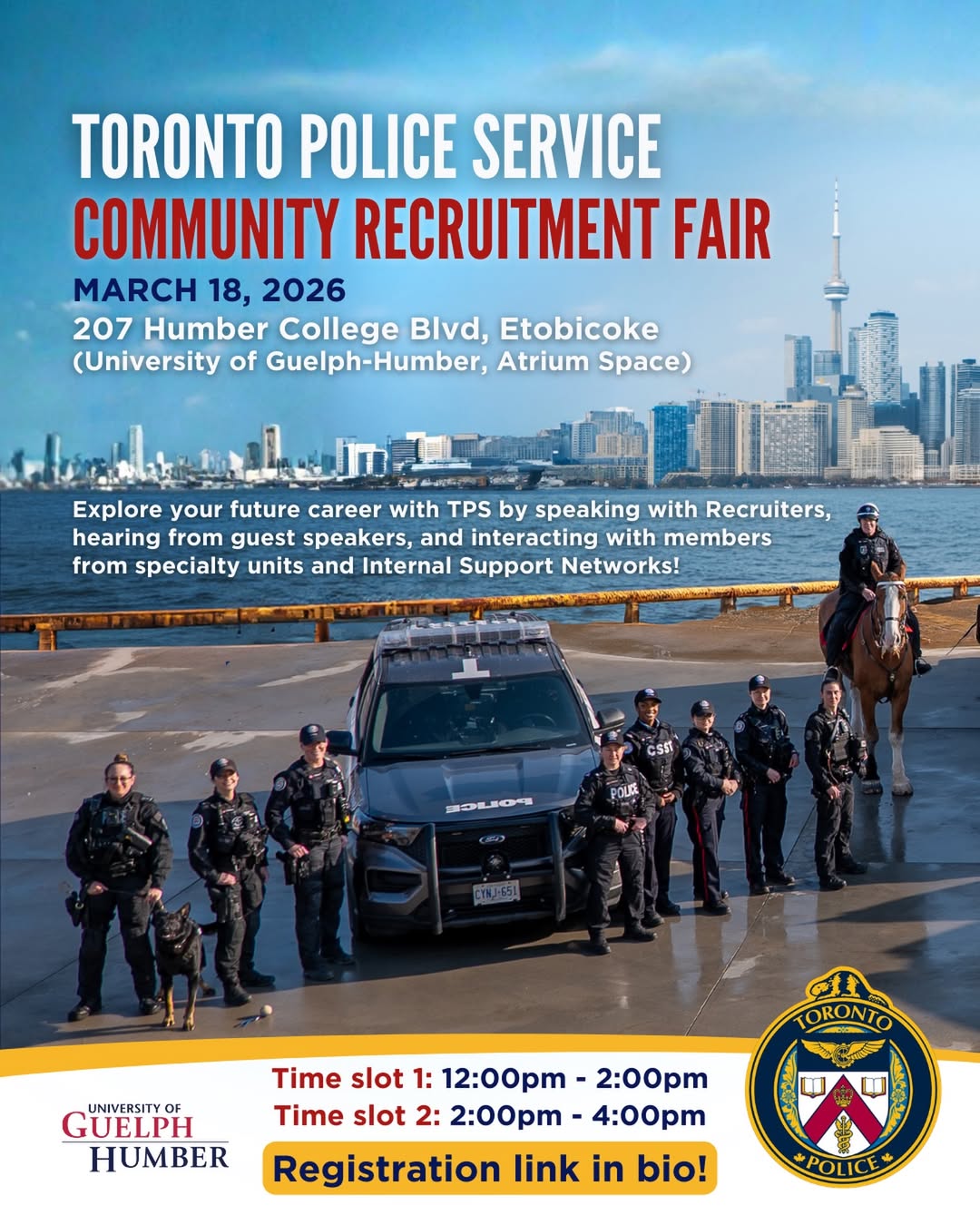 Poster for Toronto Police Service Community Recruitment event on March 18.
