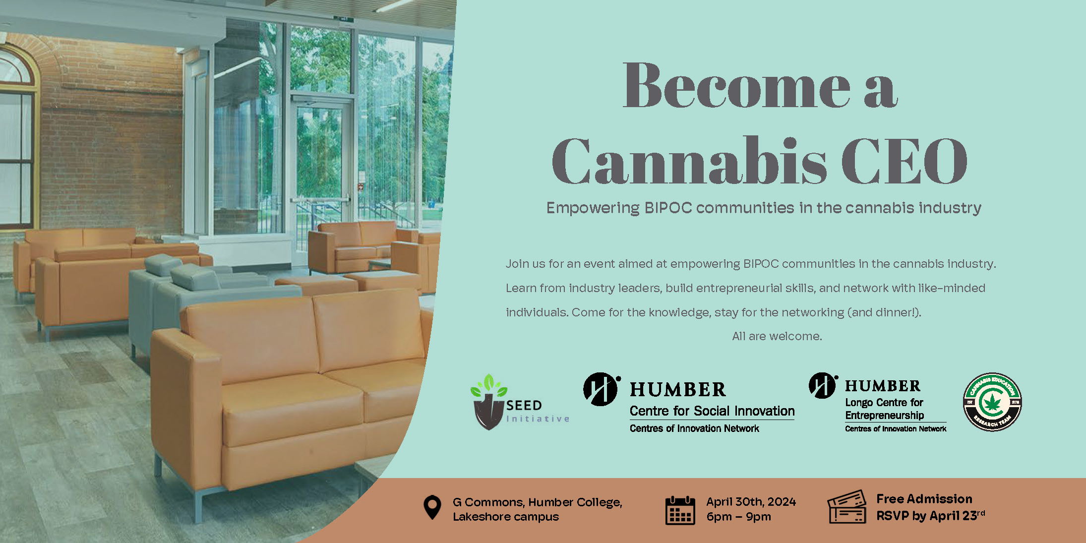 An image listing the information for the Become a Cannabis CEO event