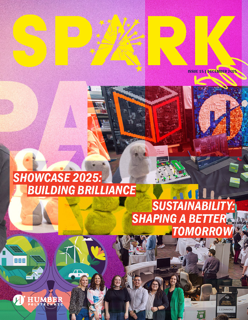 The cover of SPARK 15 featuring collage of various events at Humber.
