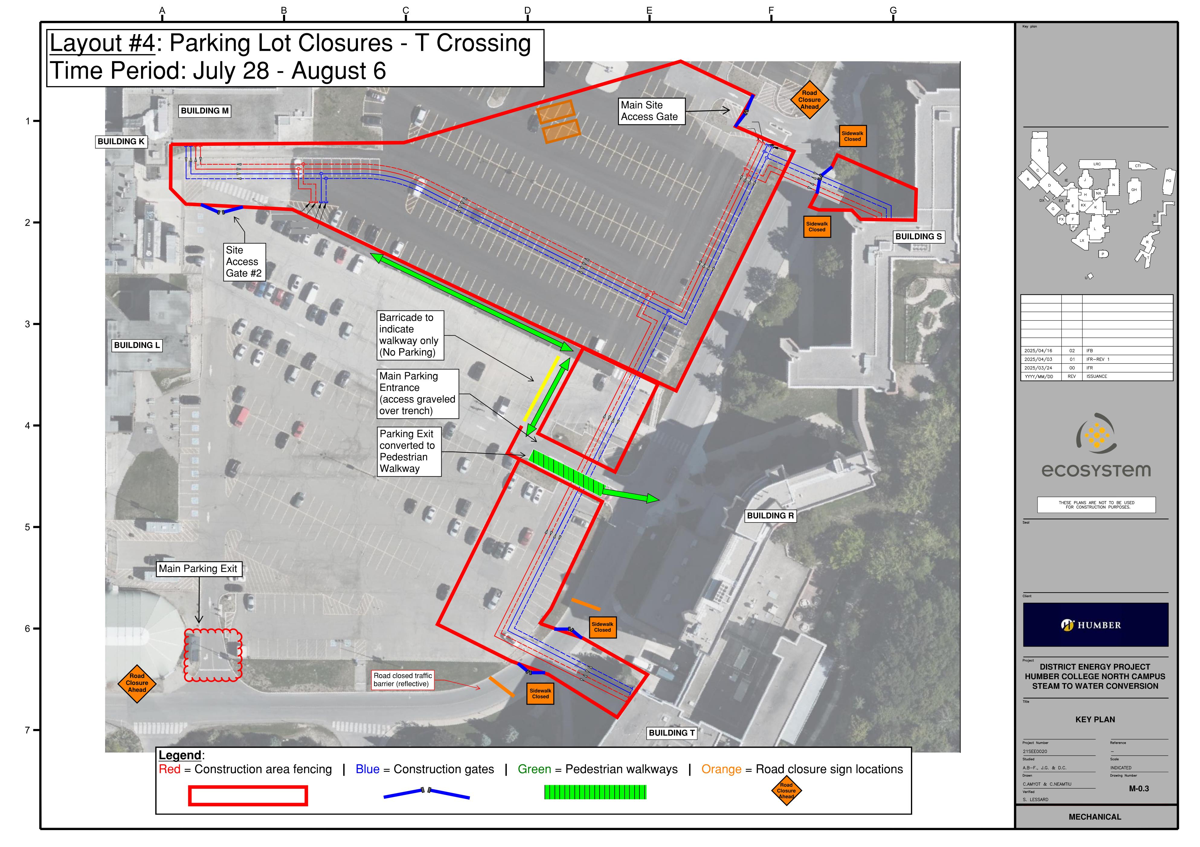 Map of Arboretum Road Closure at T building 