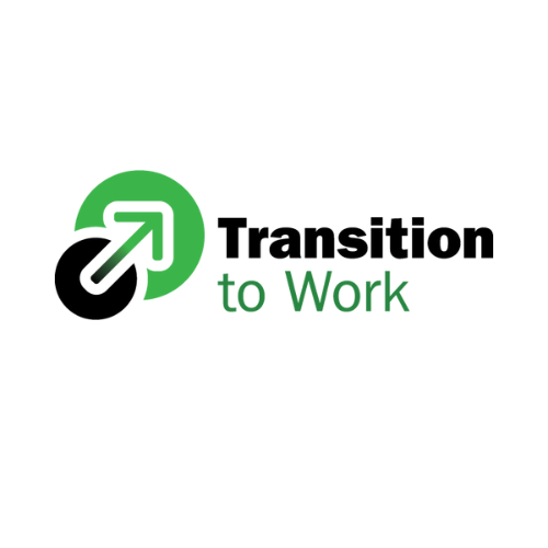 Transition to Work green and black logo with an upward pointing arrow.