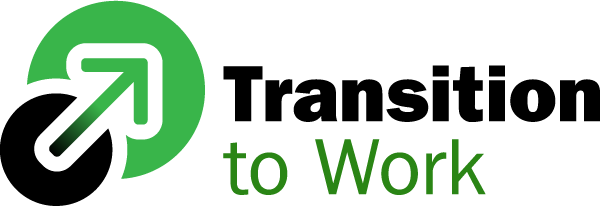 Transition to Work logo in green and black with an upward pointing arrow