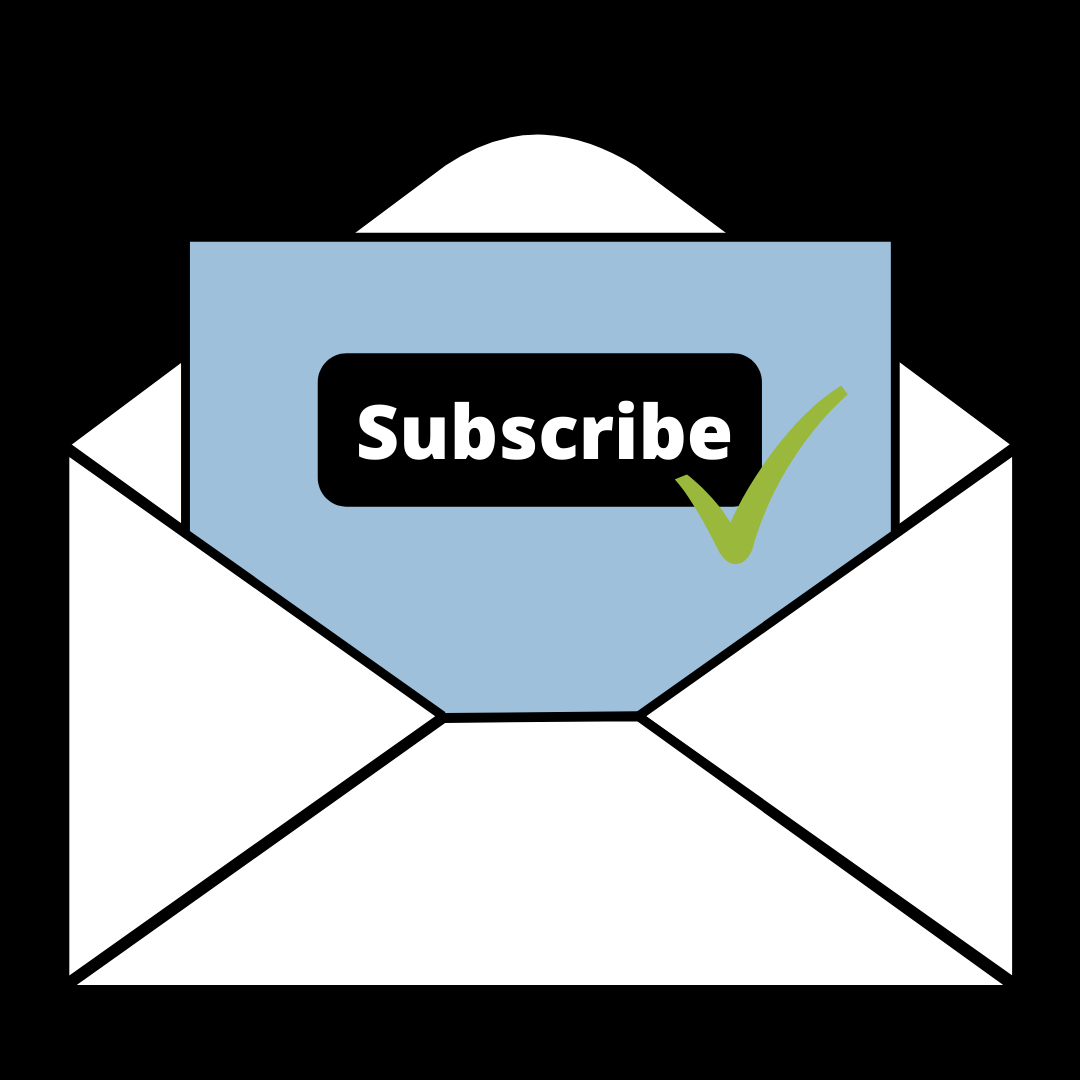 Card in an envelope with the word "Subscribe"