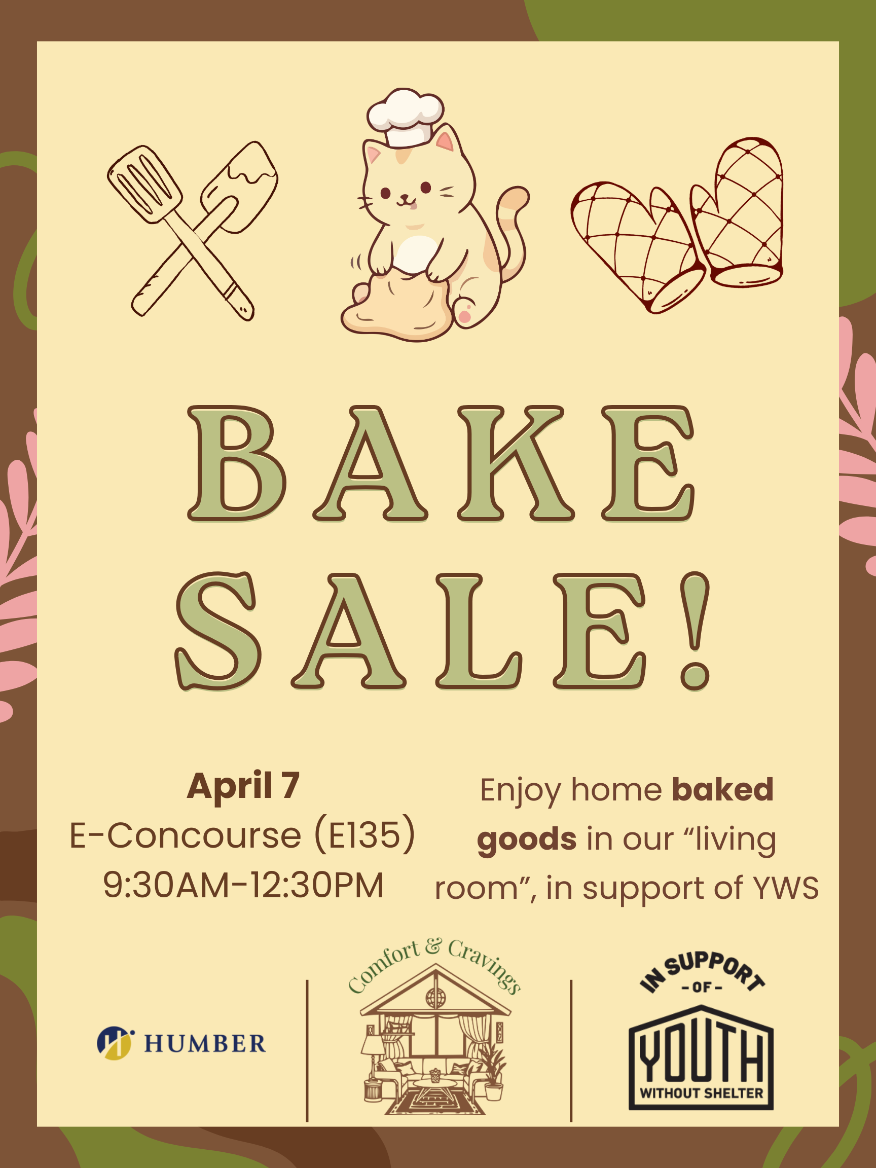 Poster for Bake Sale in Support of YWS on April 7.