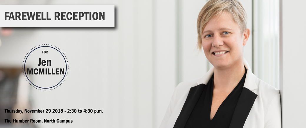 Invitation to farewell reception for Jen McMillen, Dean of Students