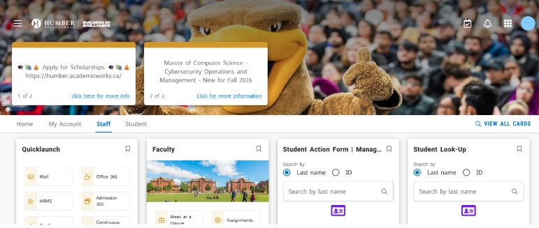 Screen of upgraded MyHumber interface.