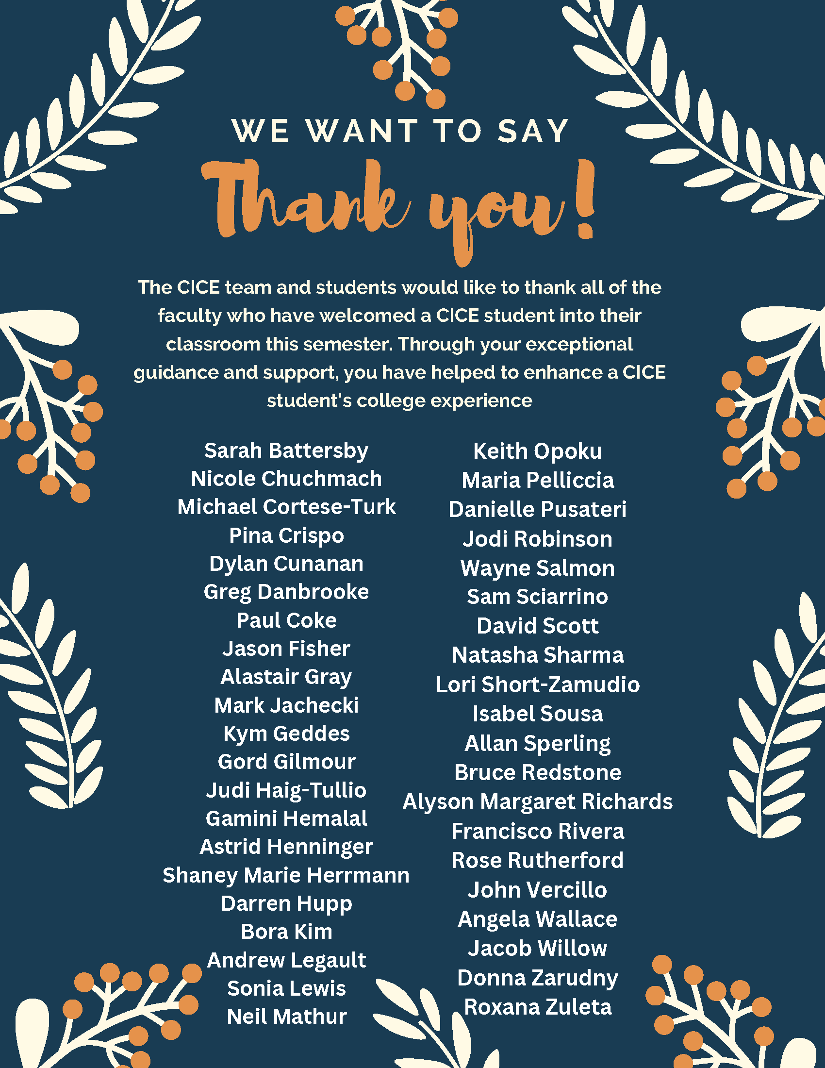 Thank You from the CICE Program | Humber Communiqué