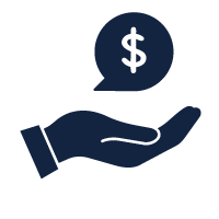 hand holding speech bubble with dollar sign icon