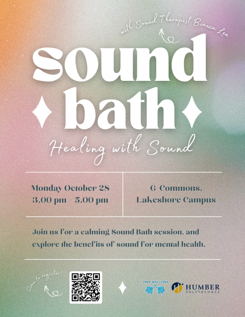 poster with soft pink and green colors- sound bath workshop