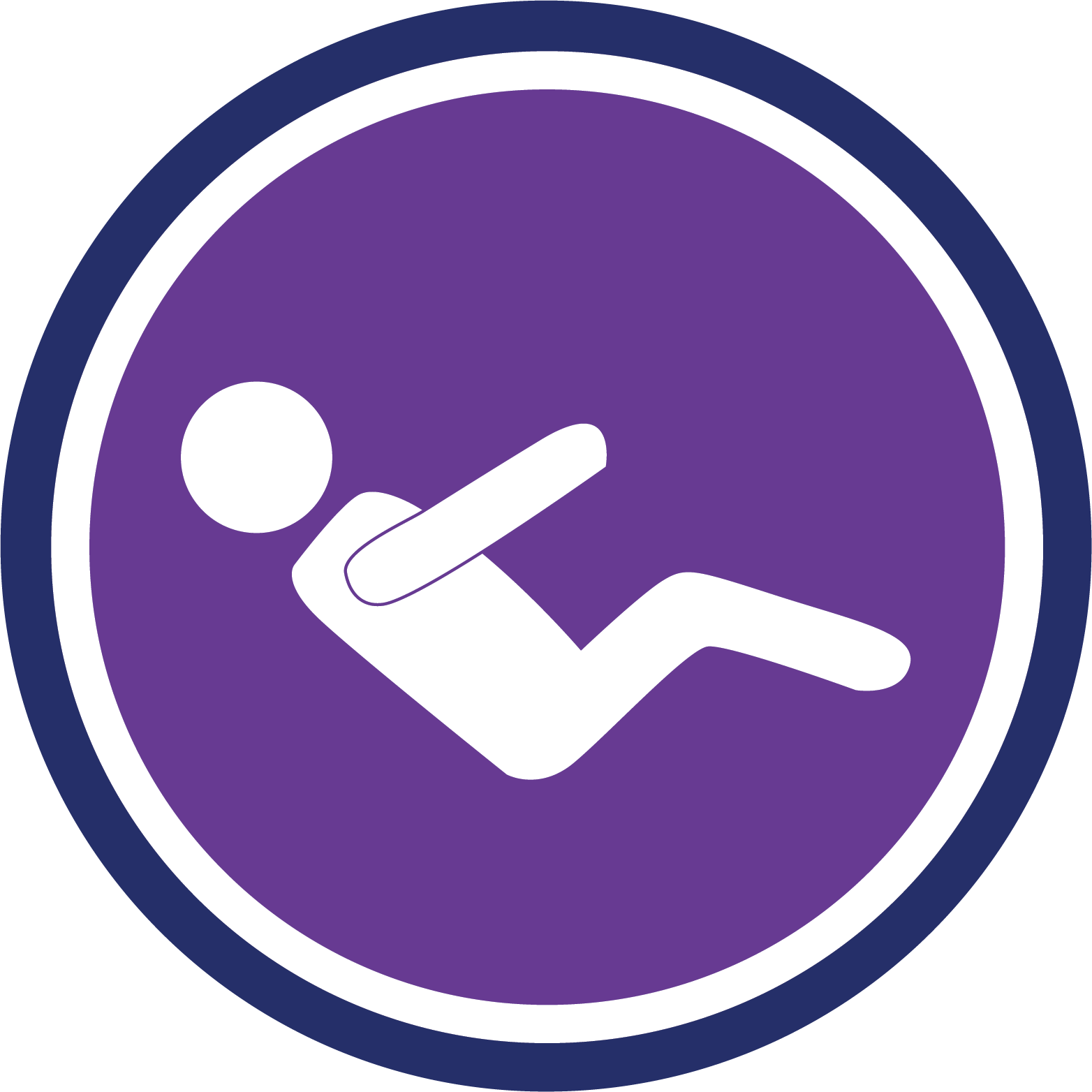 Purple Icon with person holding a core movement