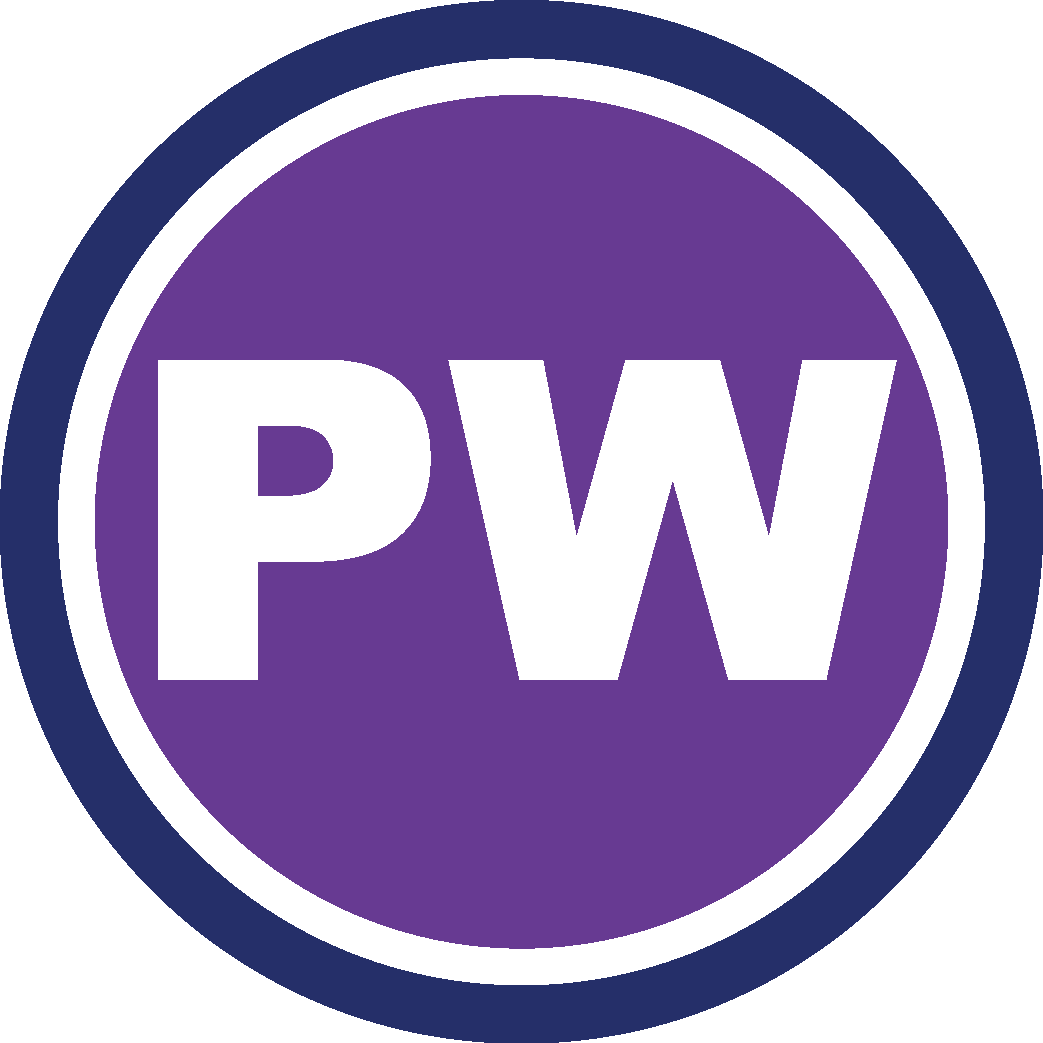 Circle with the letters P & W in the centre