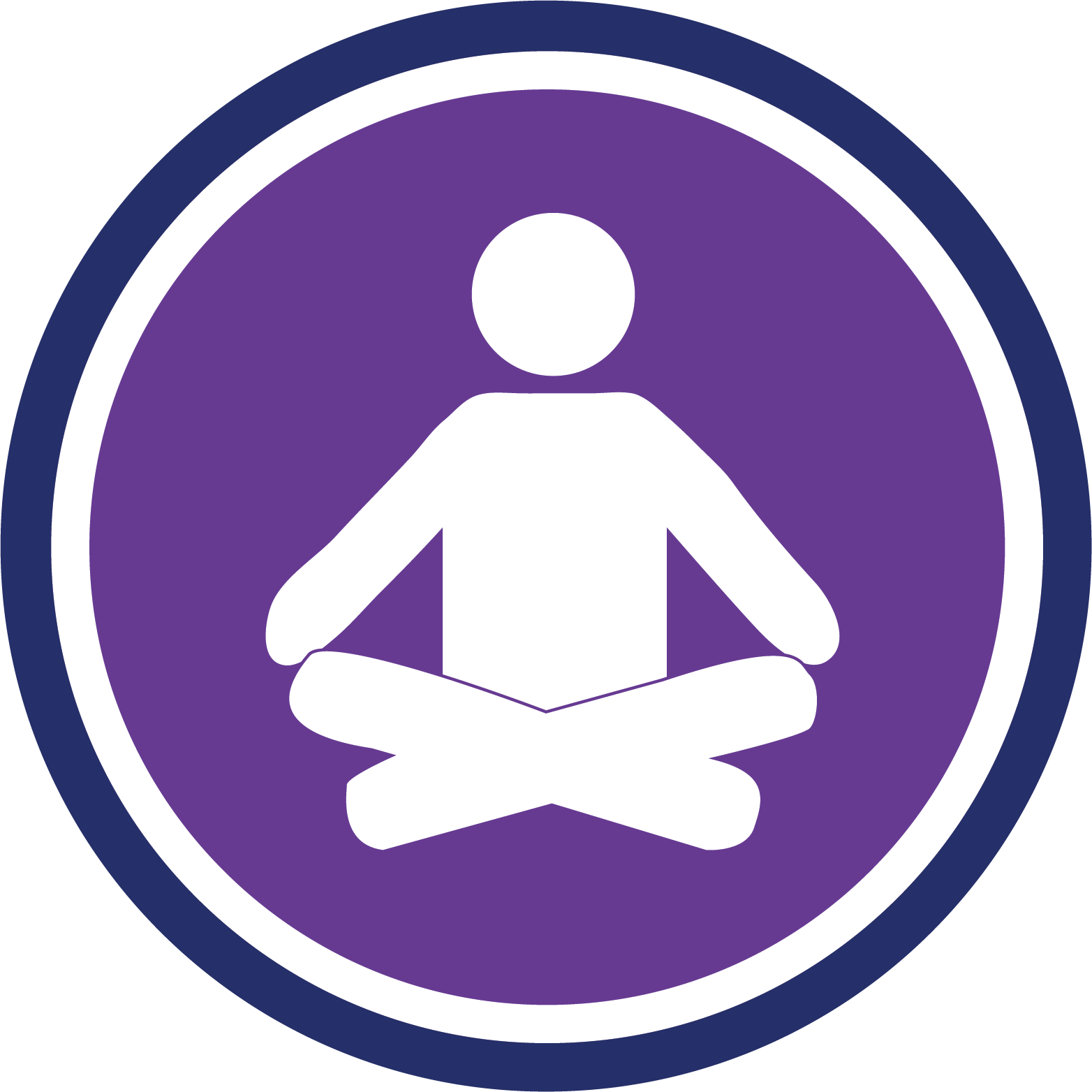 Purple Icon with person in a crossed legged seated position