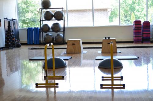 Fitness Studio with equipment set up for a class