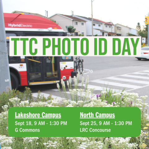 Picture of a TTC Bus  with dates and times of the TTC Photo ID Day