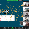 A screenshot that reads Winner, $750 CAD, Humber College. There are videos of people on the right side of the screen.