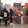 Students look at displays from Humber College and other post-secondary institutions at the Pathways Fair.